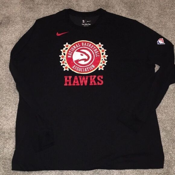 Black Nike Drifit Atlanta Hawks NBA basketball 75th anniversary basketball shirt - Picture 1 of 5